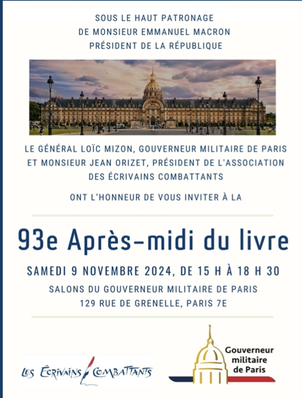 AGENDA - Apres Midi du Livre des Ecrivains Combattants  PARIS